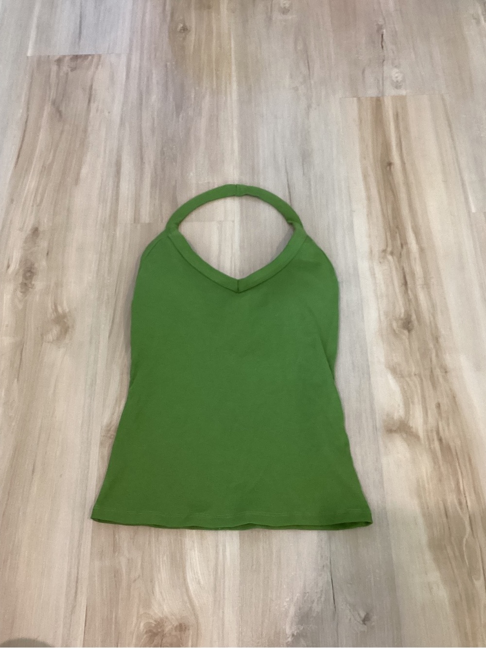 Green Halter V-Neck Women's Tank Top